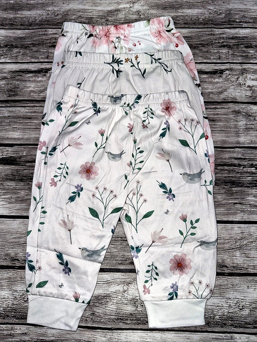 Floral Jogger Pants White & Pink Baby 0-3 Months NWT